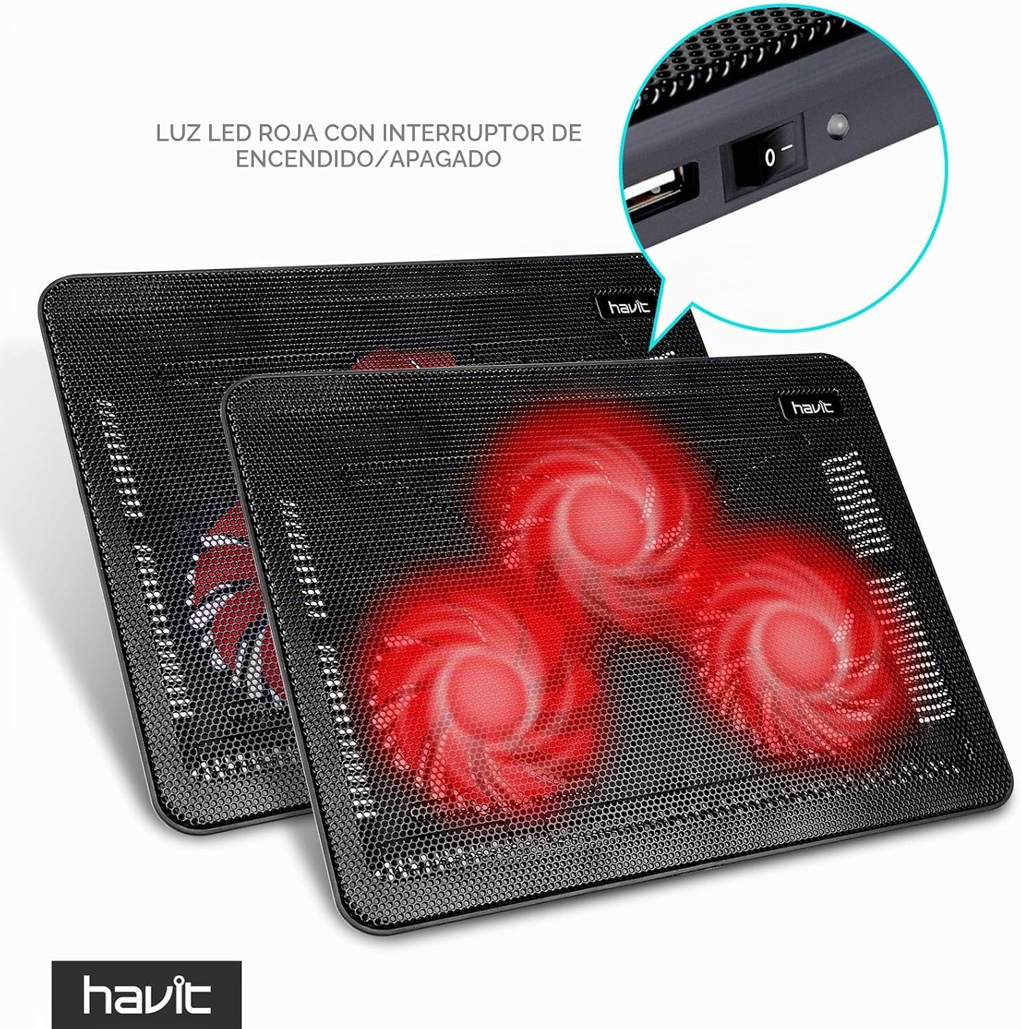 PAD REFRIGERANTE PARA LAPTOP HAVIT HV-F2056 15.6-17 PULGADAS NEGRO - 2