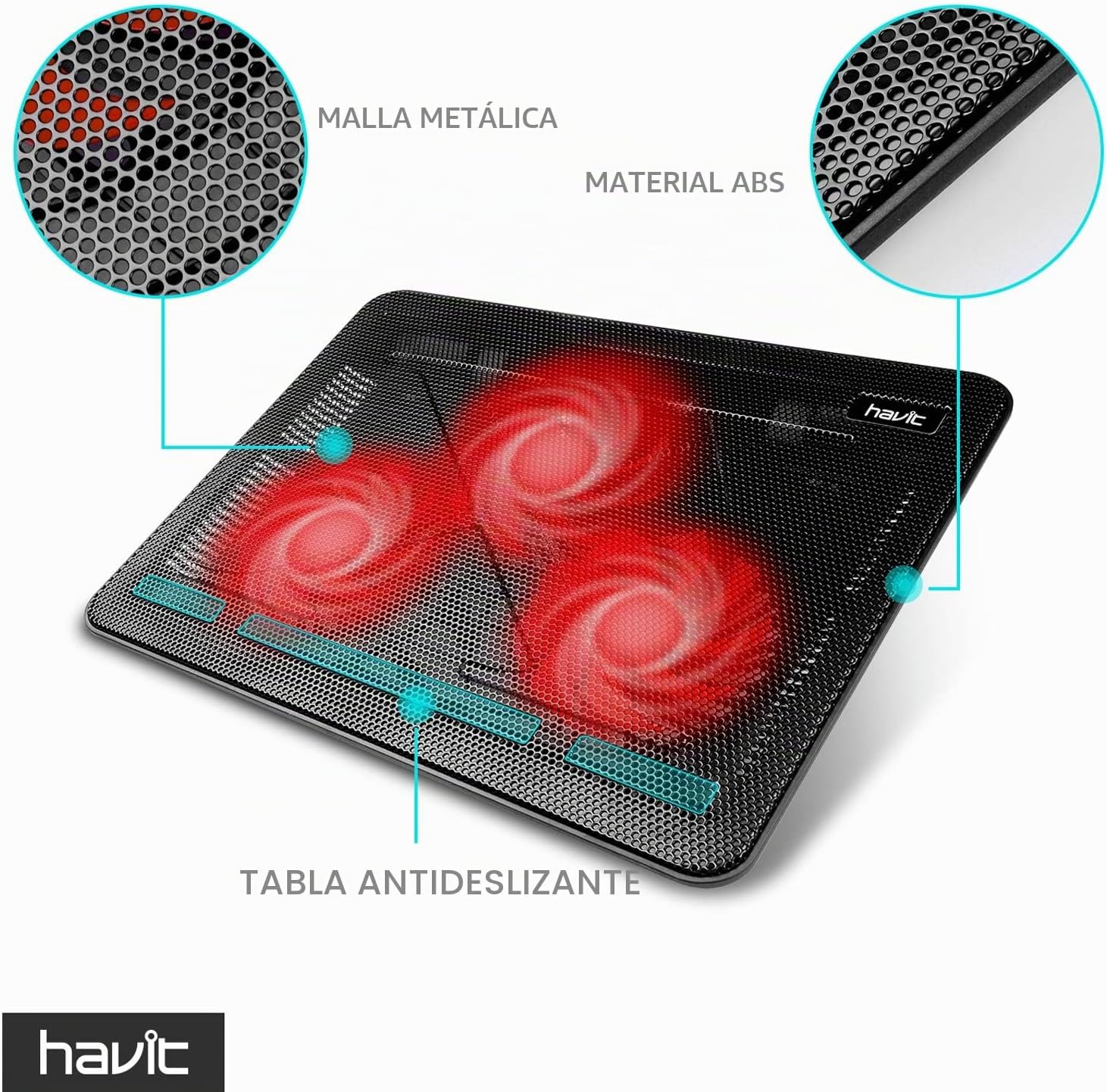 PAD REFRIGERANTE PARA LAPTOP HAVIT HV-F2056 15.6-17 PULGADAS NEGRO - 4