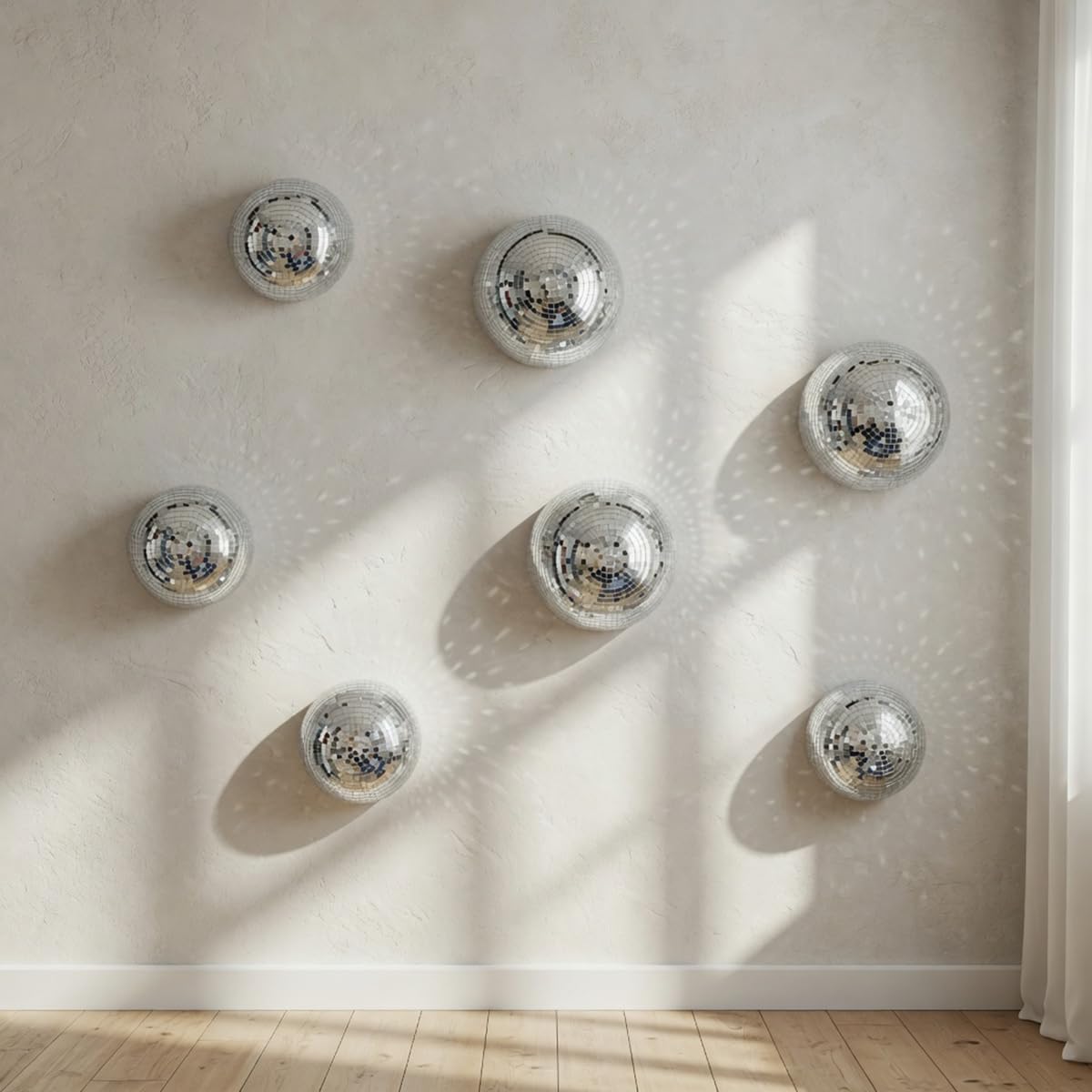 SET DE 3 ADORNOS DE PARED DISCO BALL ESPEJO 8/6/4 PULGADAS - 5
