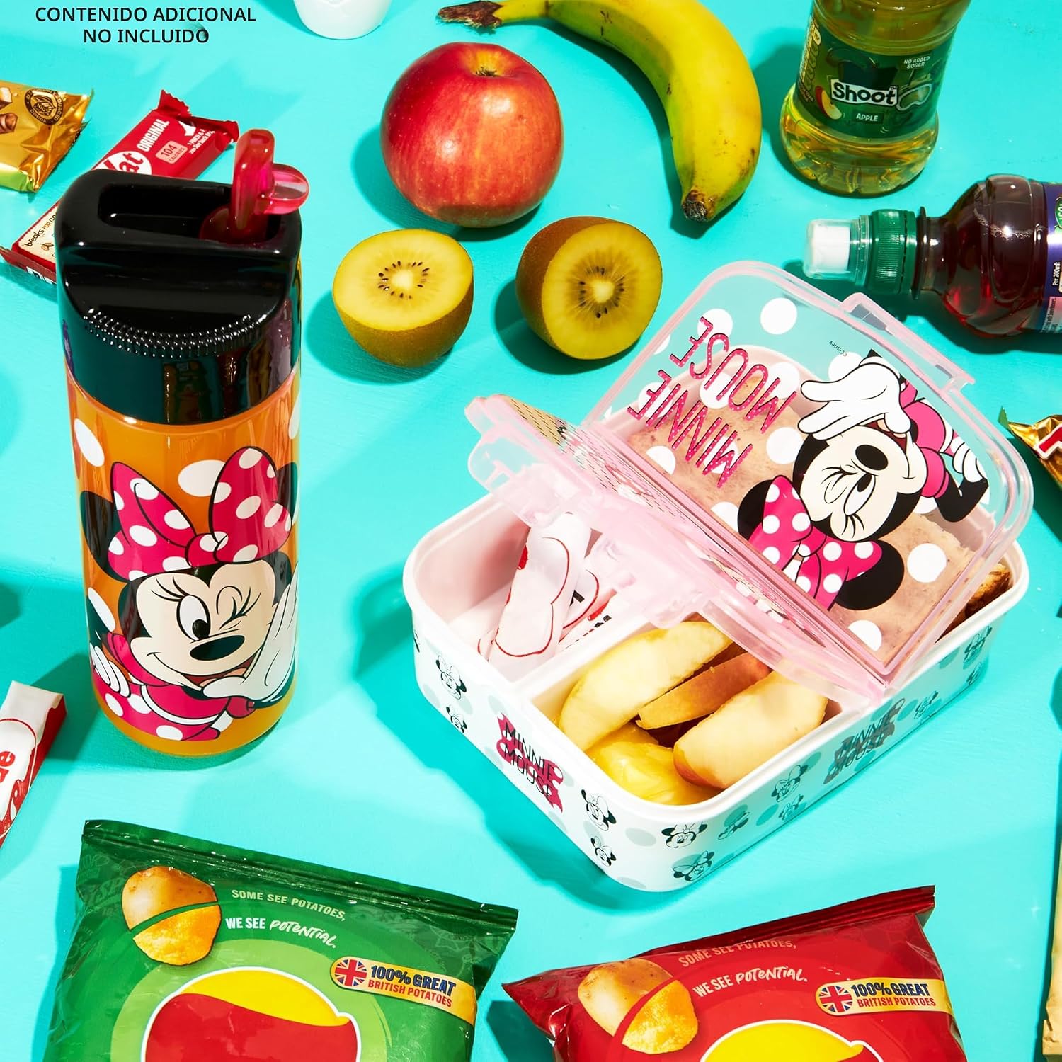 LONCHERA DISNEY MINNIE MOUSE CON COMPARTIMENTOS Y BOTELLA DE AGUA ROSA - 2