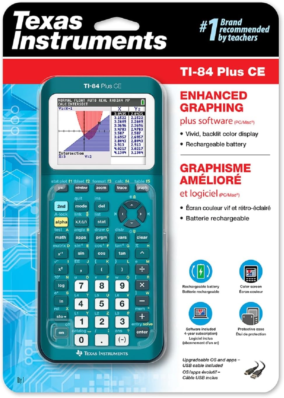 CALCULADORA GRÁFICA TI-84 PLUS CE TEXAS INSTRUMENTS TEAL METÁLICO - 2