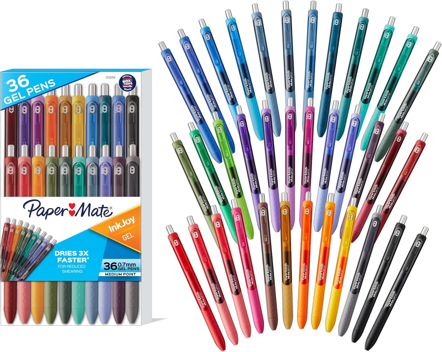 BOLÍGRAFOS GEL PAPER MATE INKJOY RETRÁCTILES PUNTA MEDIA 0.7MM PACK 36 UNIDADES COLORES SURTIDOS - 1