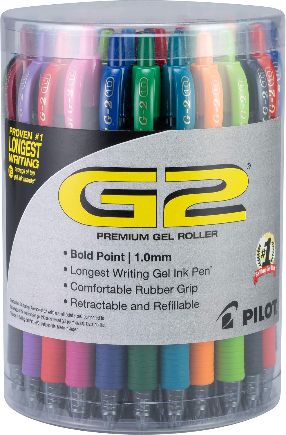 BOLÍGRAFOS PILOT G2 PREMIUM GEL 1.0MM PUNTA NEGRITA COLORES SURTIDOS PACK 36 - 1
