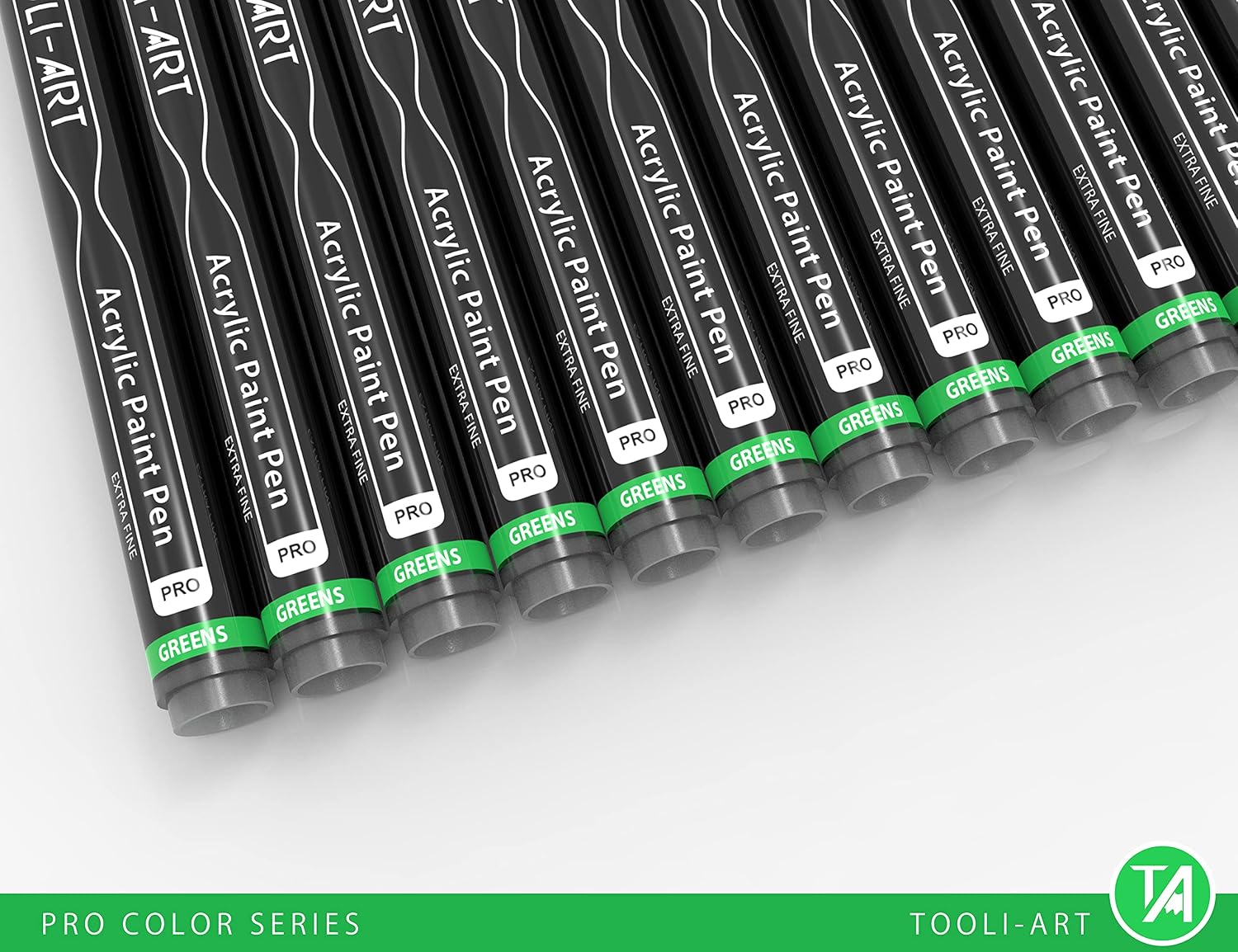 MARCADORES DE PINTURA ACRÍLICA TOOLI-ART 22 TONOS VERDES PUNTA EXTRA FINA 0.7MM - 5