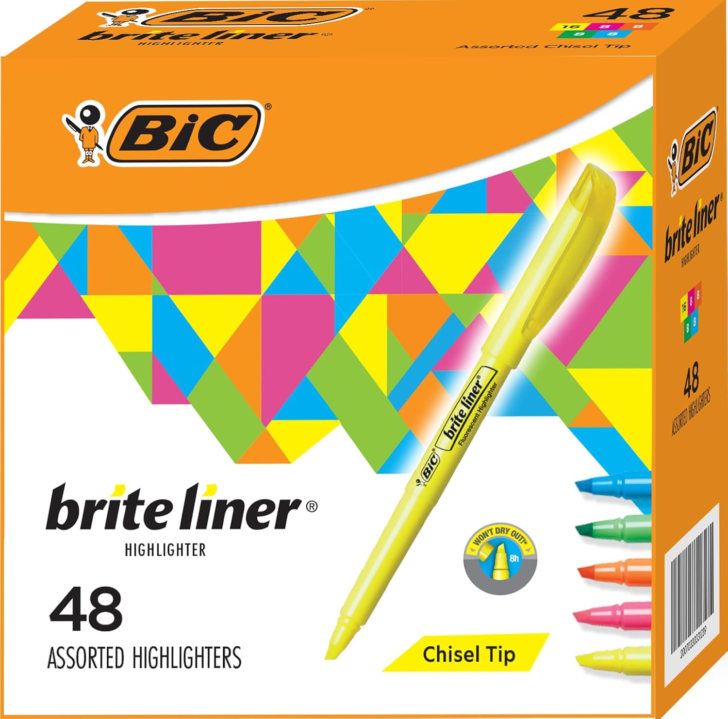 MARCADORES BIC BRITE LINER PUNTA BISELADA COLORES SURTIDOS PACK 48 - 1