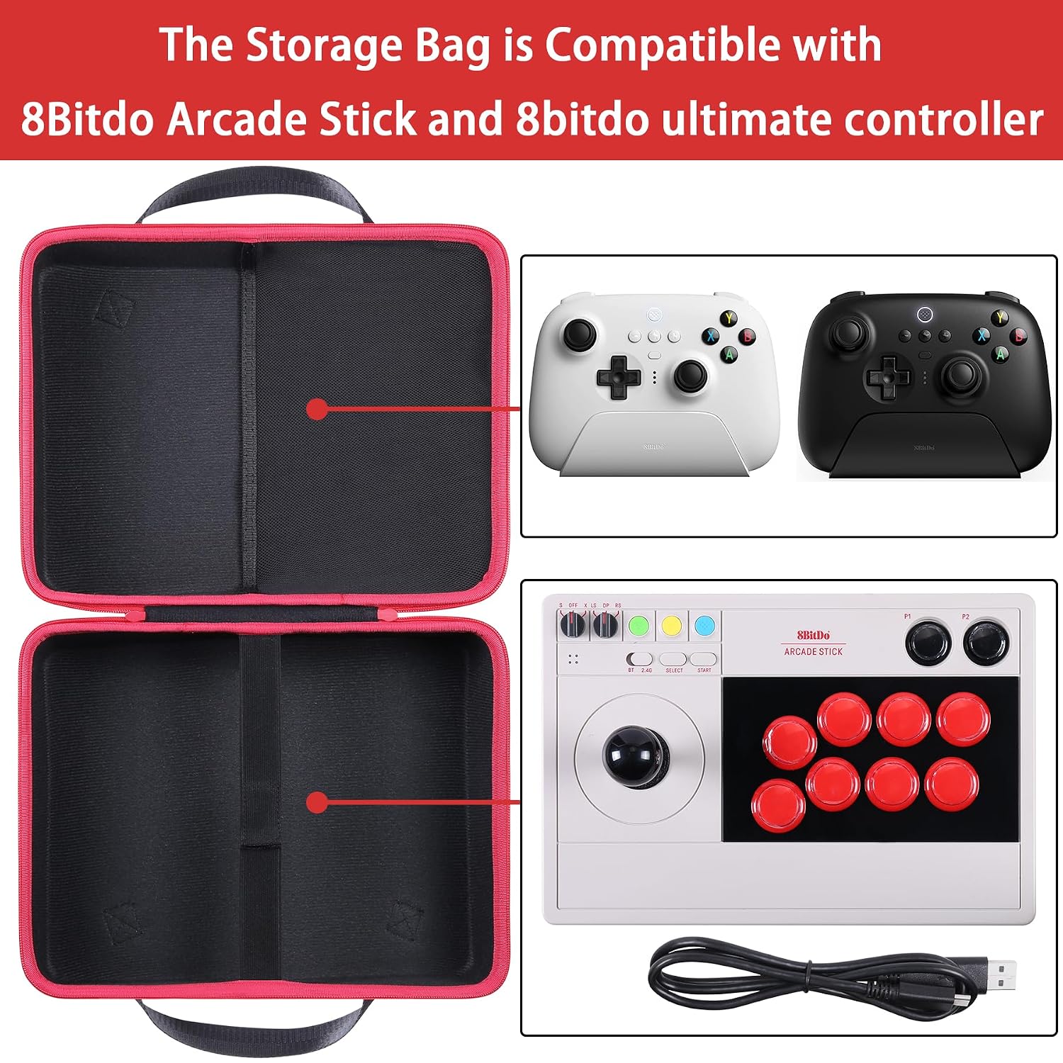 ESTUCHE RÍGIDO CO2CREA COMPATIBLE CON 8BITDO ARCADE STICK PARA XBOX SERIES X|S - 3