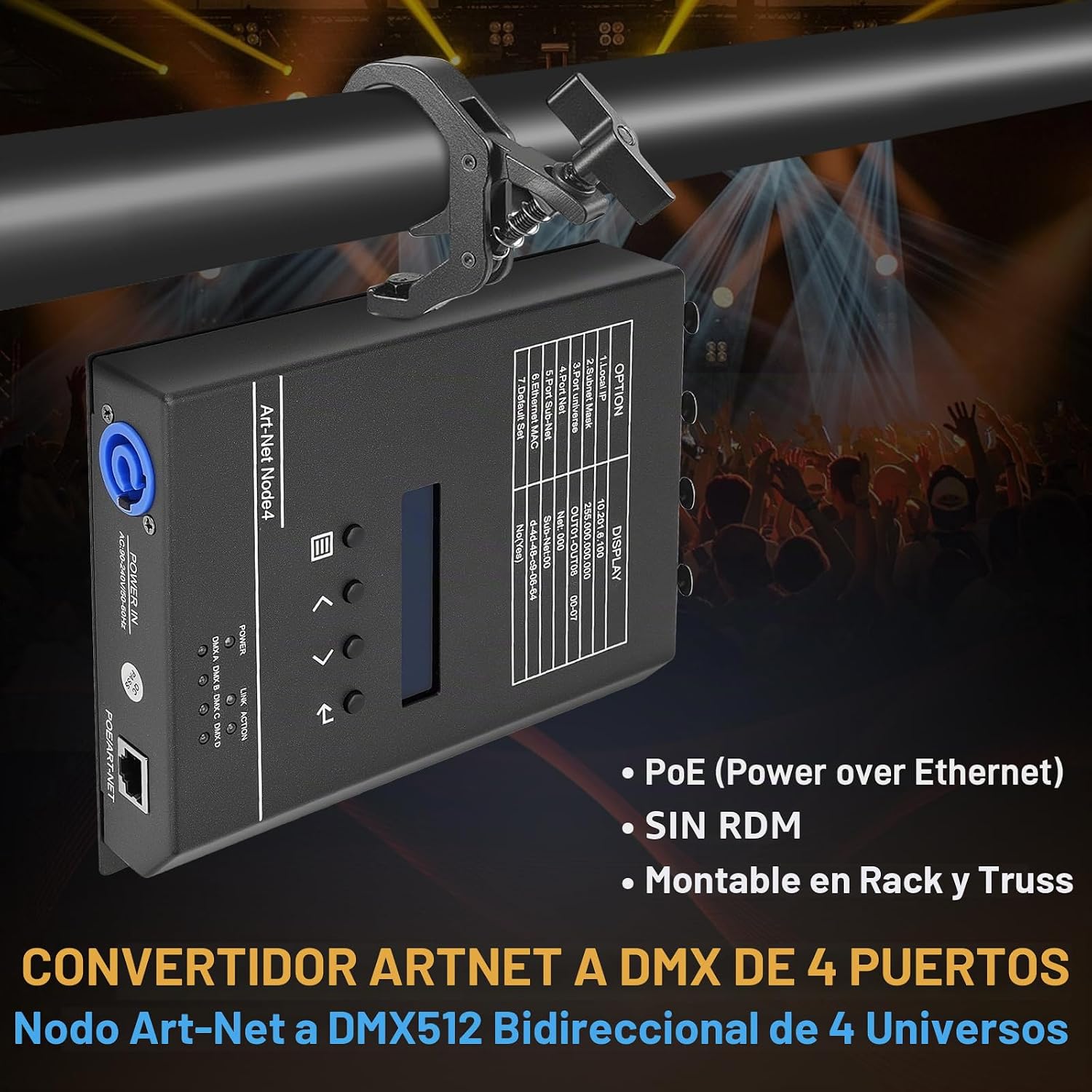 CONVERTIDOR ART-NET A DMX512 DE 4 PUERTOS CON POE SEJAEDE CR041R - 2