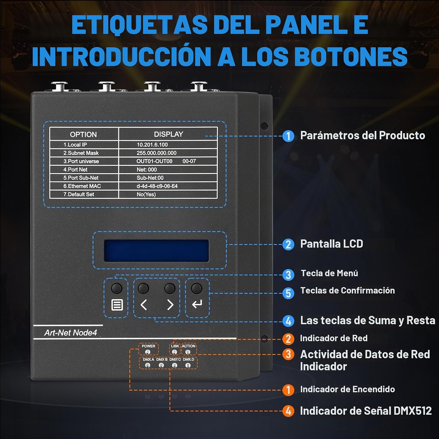 CONVERTIDOR ART-NET A DMX512 DE 4 PUERTOS CON POE SEJAEDE CR041R - 3