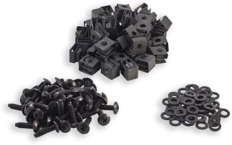 PERNOS PARA RACK 10-32 CON TUERCAS JAULA DESLIZABLES NEGRO, PAQUETE DE 50 - 1