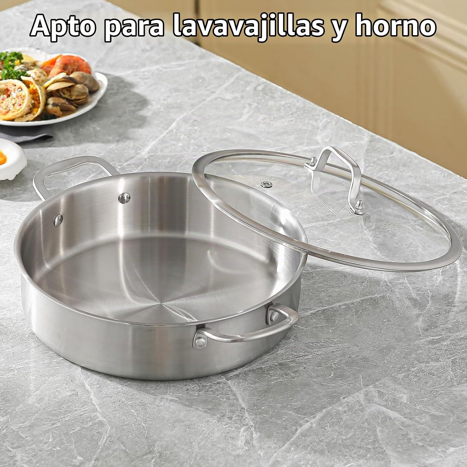 SARTÉN DELARLO 8QT ACERO INOXIDABLE CON TAPA 13 PULGADAS - 5