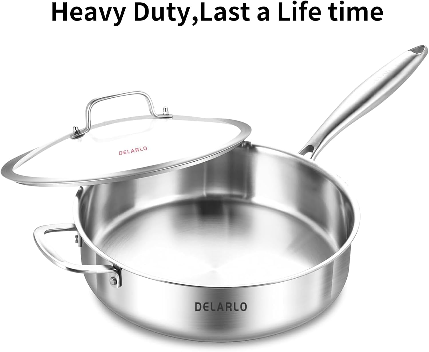 SARTÉN DELARLO 7QT ACERO INOXIDABLE CON TAPA DE VIDRIO - 4