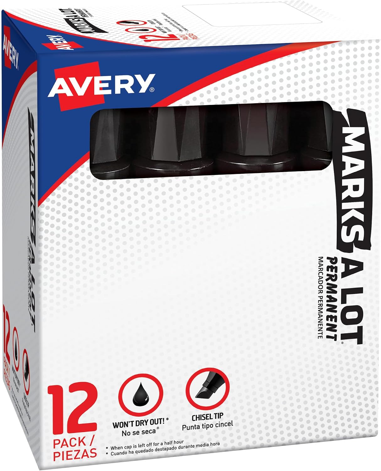 MARCADORES AVERY MARKS A LOT PUNTA CINCEL JUMBO NEGRO, PACK 12 UNIDADES - 1