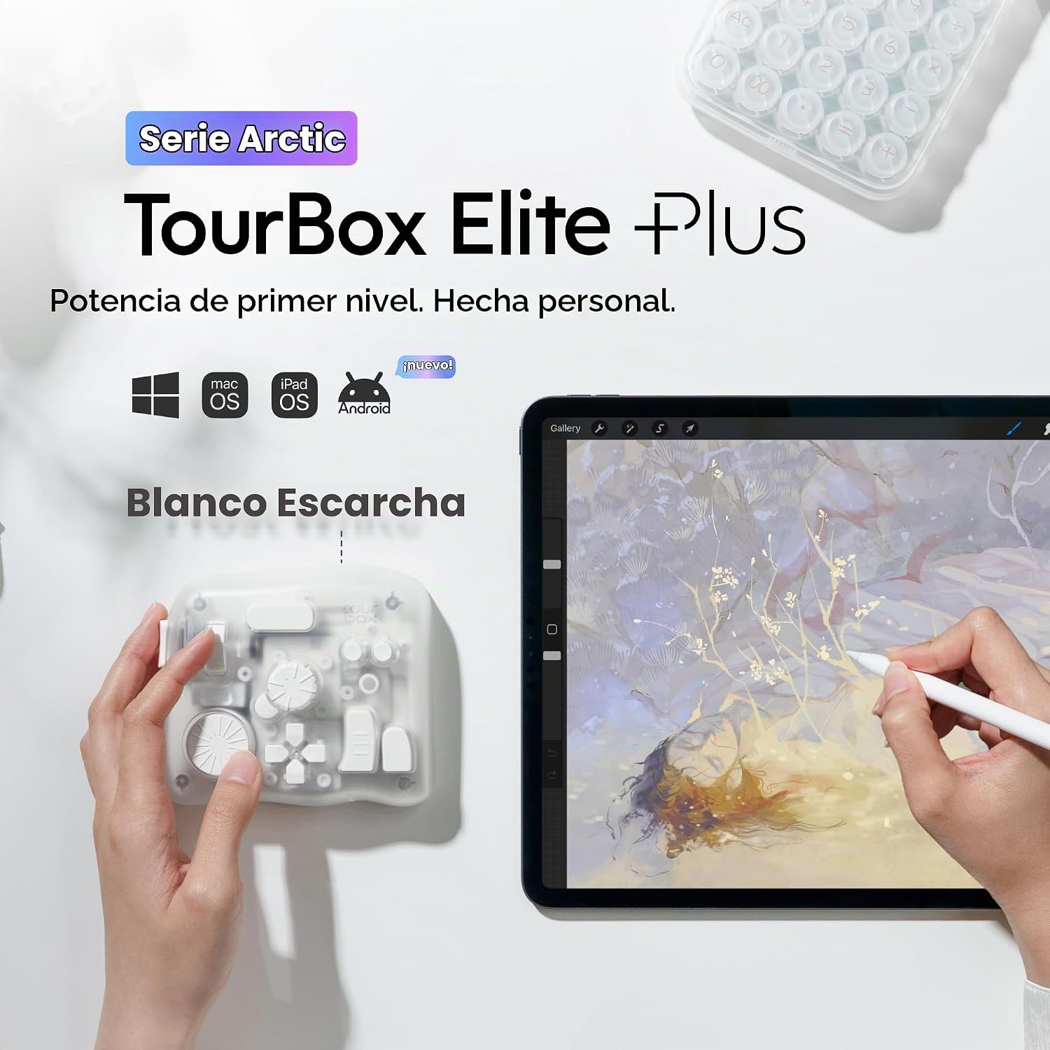 CONTROLADOR DE EDICIÓN TOURBOX ELITE PLUS FROST WHITE - 2