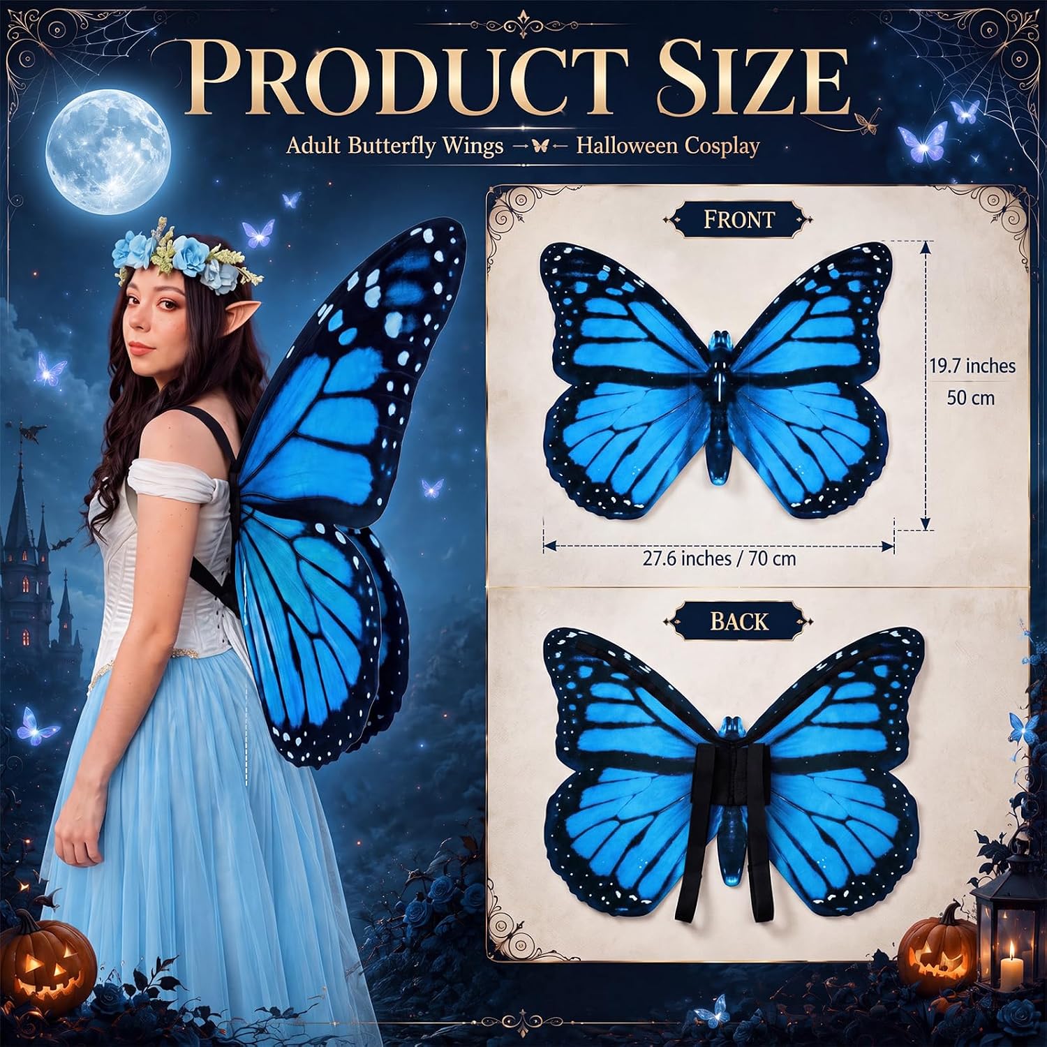 ALAS DE MARIPOSA MONARCA SABARY PARA DISFRAZ DE HALLOWEEN MUJER - 5