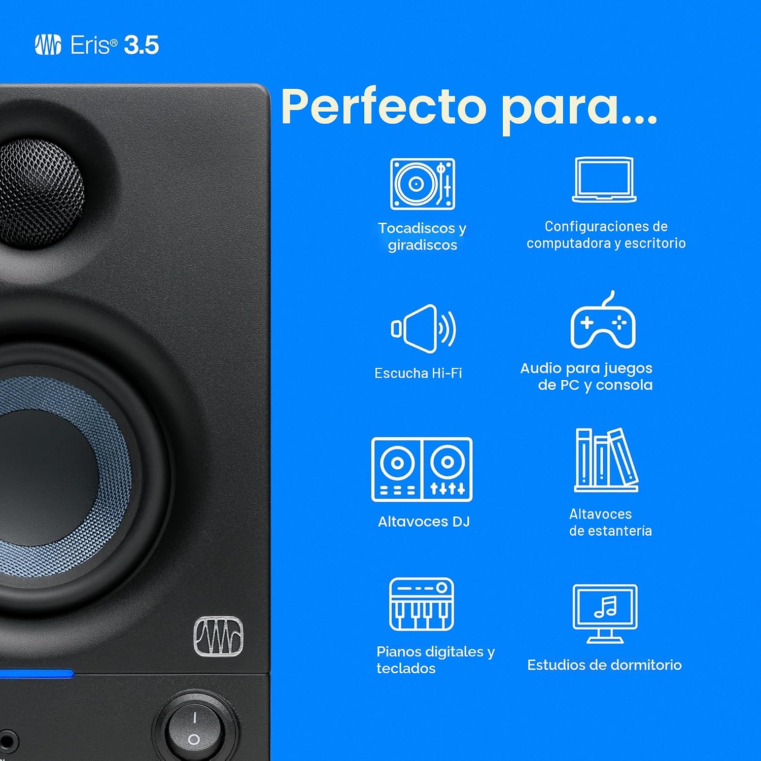 MONITOR DE ESTUDIO PRESONUS ERIS 3.5 POWERED, PAR DE PARLANTES ACTIVOS - 3