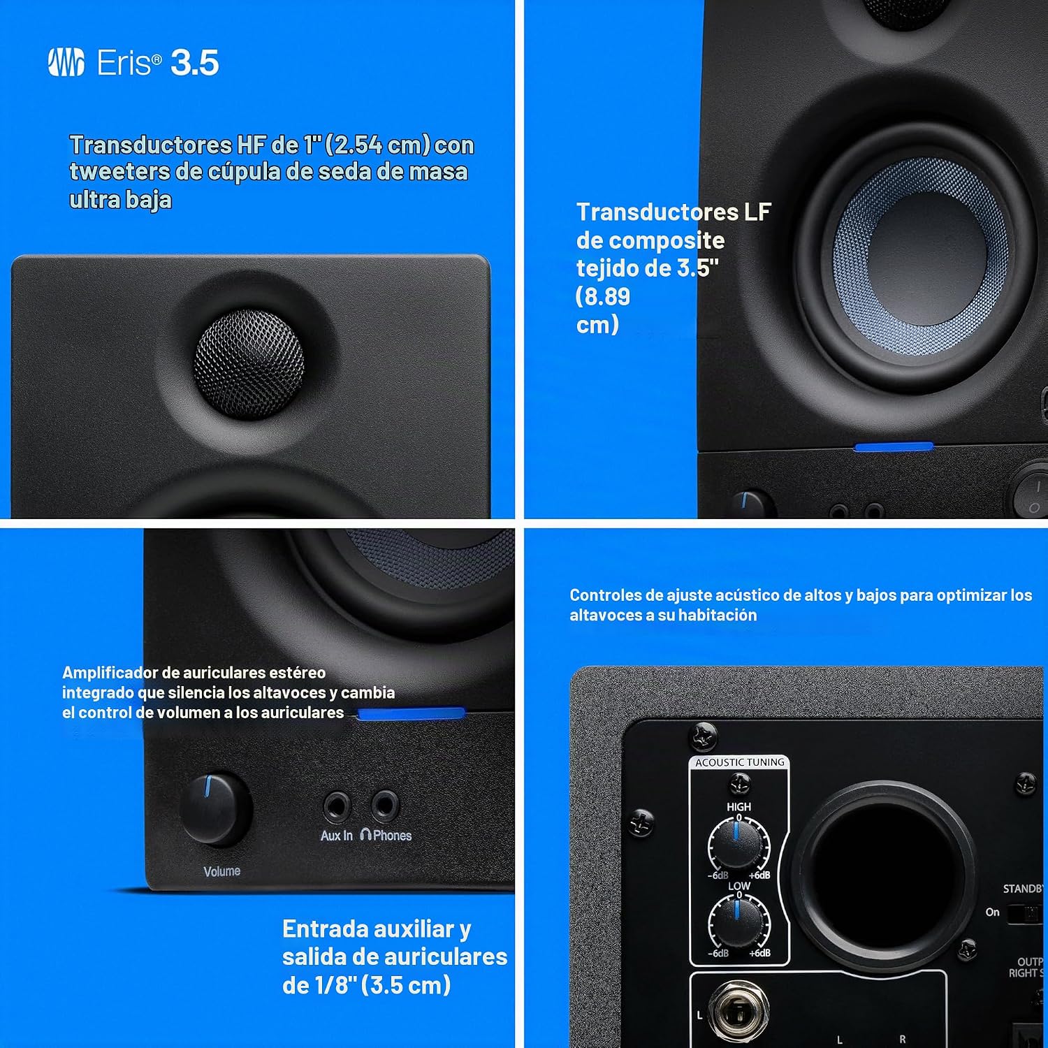 MONITOR DE ESTUDIO PRESONUS ERIS 3.5 POWERED, PAR DE PARLANTES ACTIVOS - 4