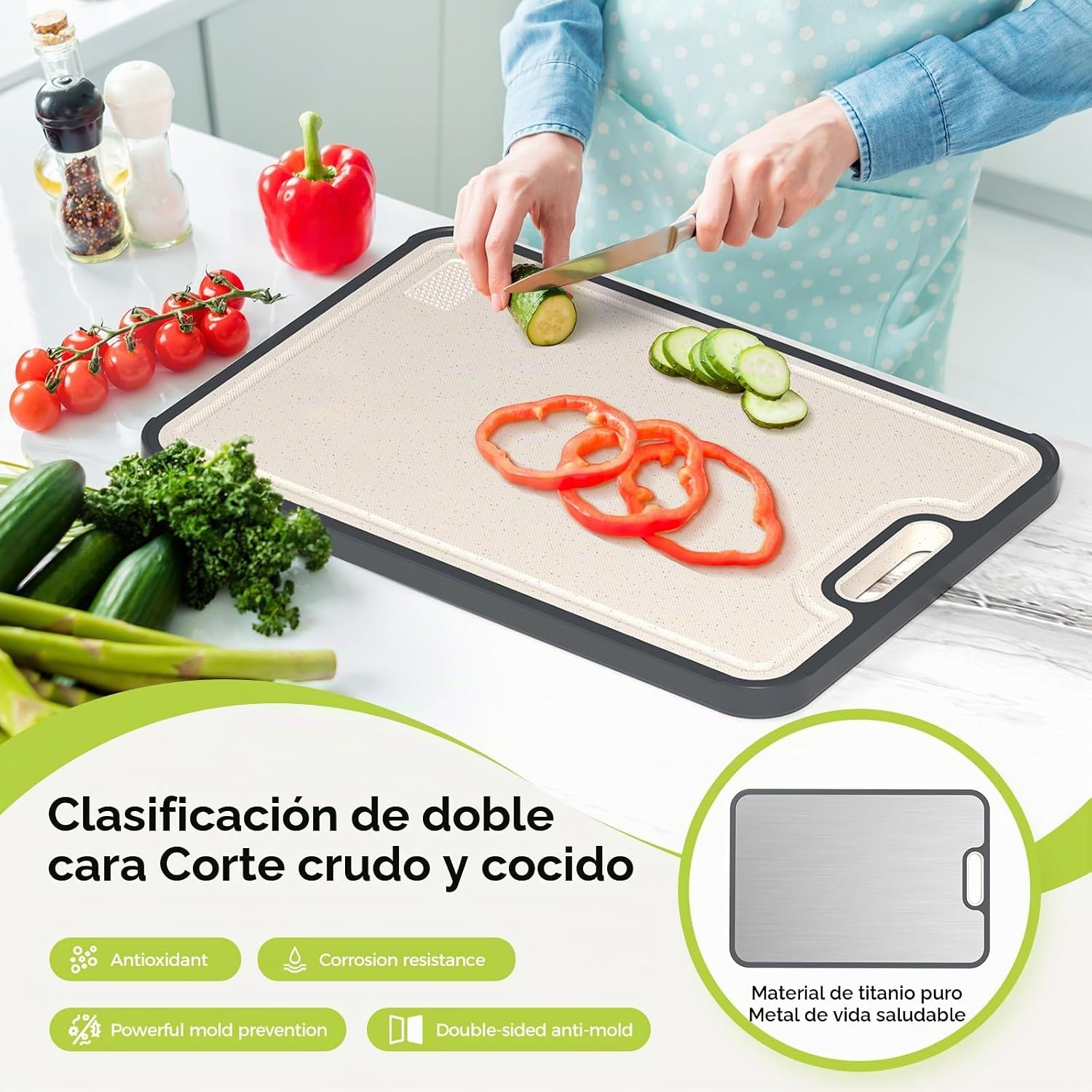 TABLA PARA PICAR SUMZZZ DOBLE CARA TITANIO Y PP 18' X 12.5' - 2