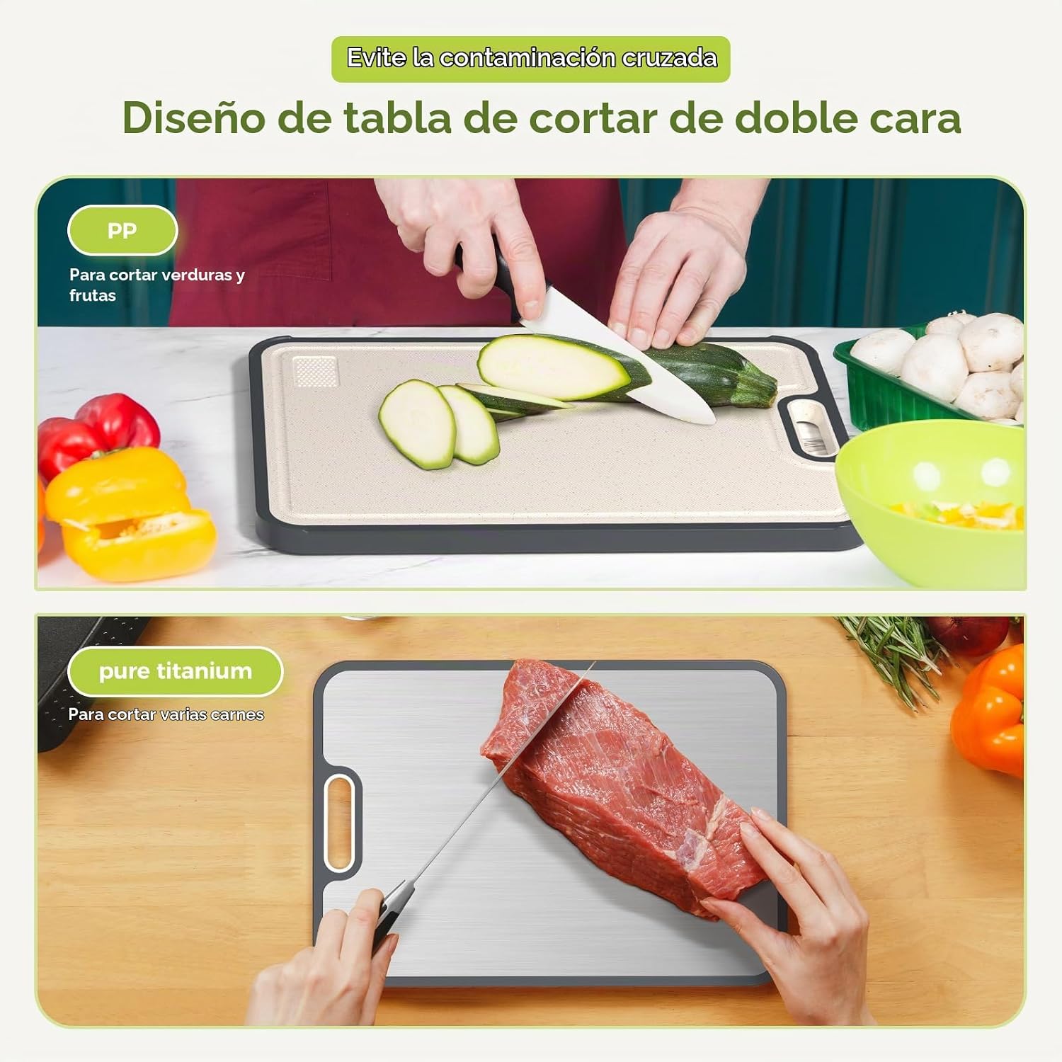 TABLA PARA PICAR SUMZZZ DOBLE CARA TITANIO Y PP 18' X 12.5' - 4