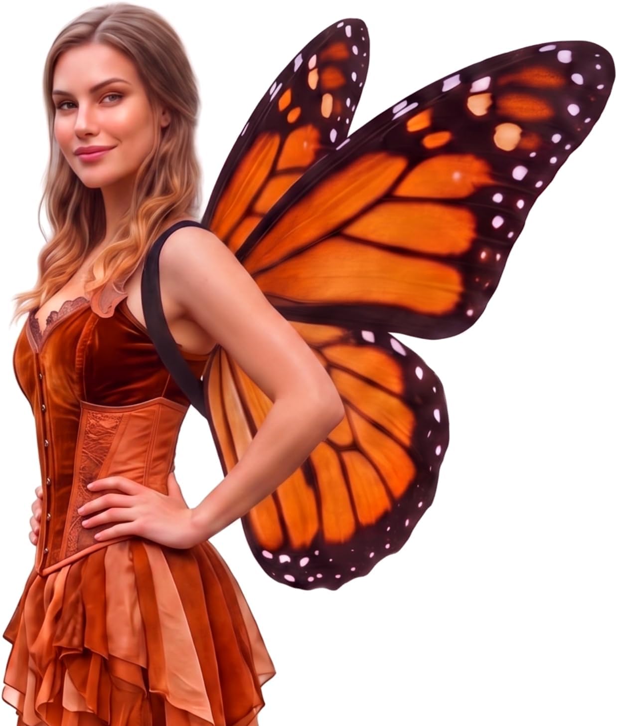 DISFRAZ ALAS DE MARIPOSA MONARCH SABARY AMARILLO MUJER - 1