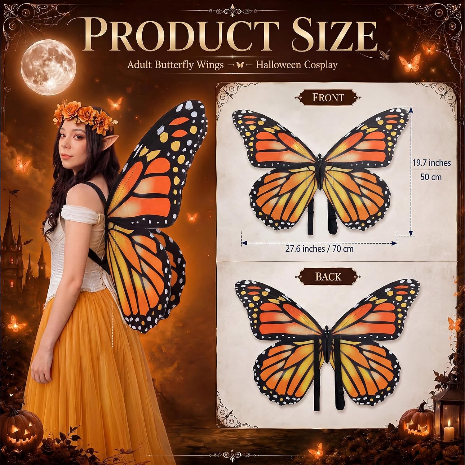 DISFRAZ ALAS DE MARIPOSA MONARCH SABARY AMARILLO MUJER - 4