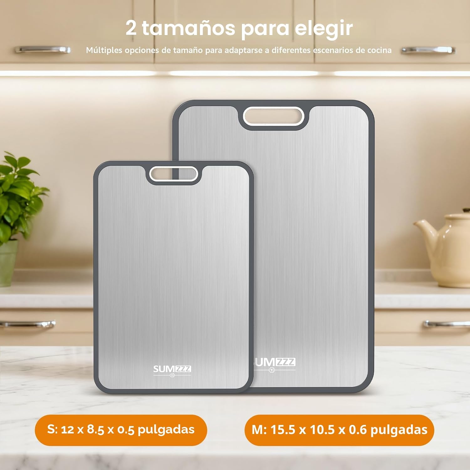 TABLA PARA PICAR SUMZZZ DOBLE CARA TITANIO Y PP 15.5' X 10.5' Y 12' X 8.5' - 5