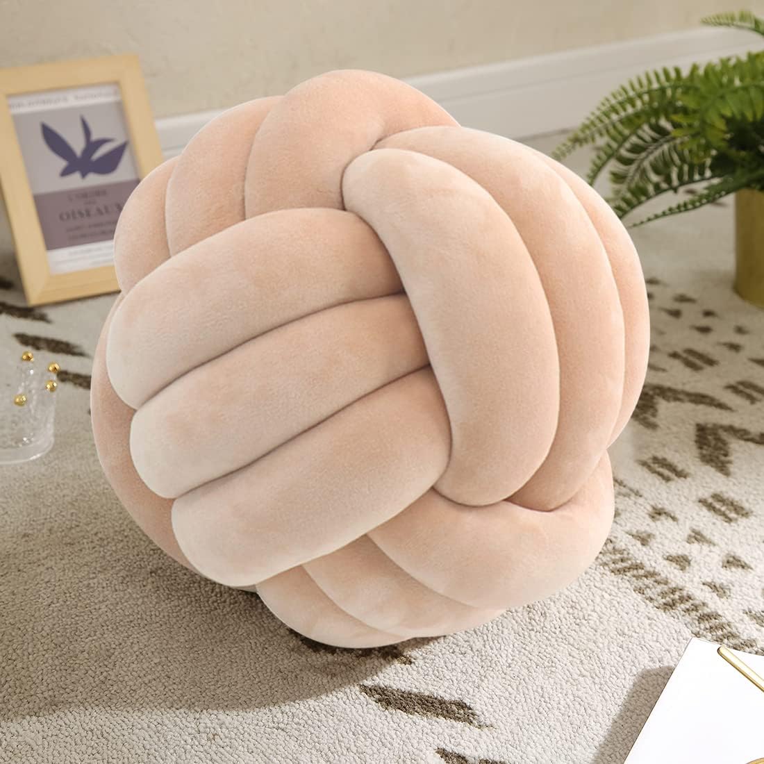 COJÍN BOLA KUCCO NUDO HECHO A MANO DURAZNO 13.8 PULGADAS - 1