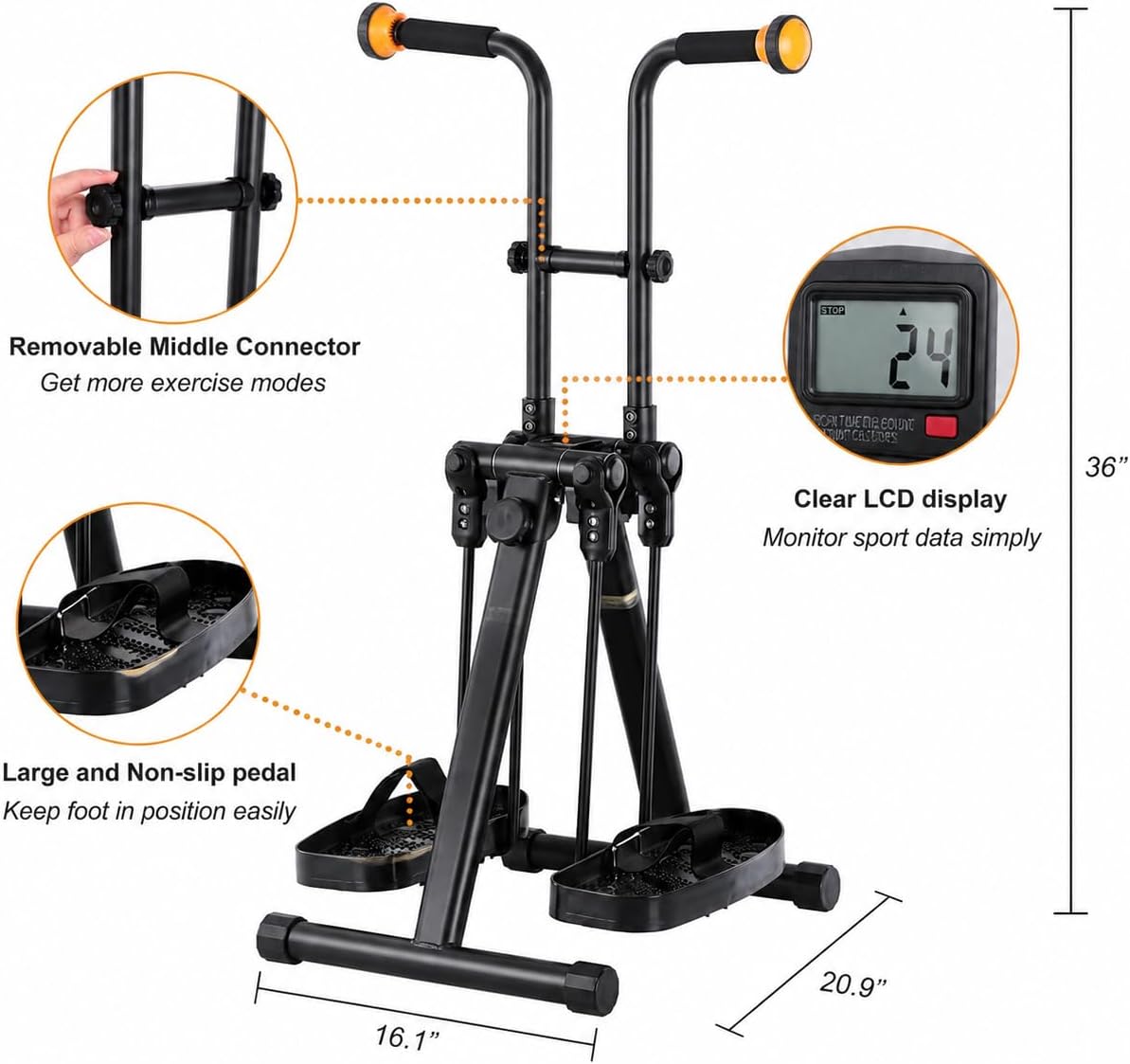 PEDAL EXERCISER BIKE PARA SENIORS CON PANTALLA LCD - 4