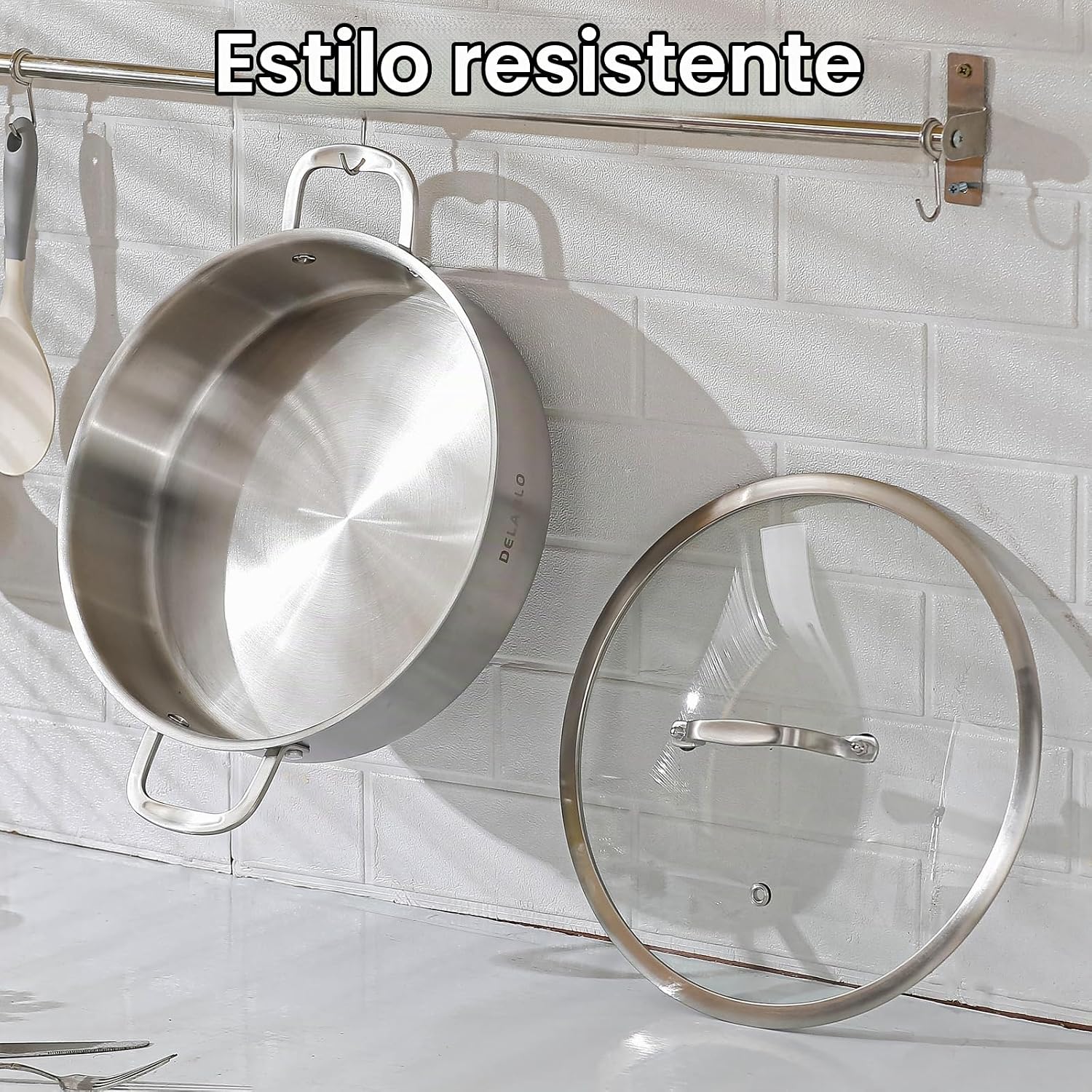 SARTÉN DELARLO 7QT ACERO INOXIDABLE CON TAPA 12 PULGADAS - 5