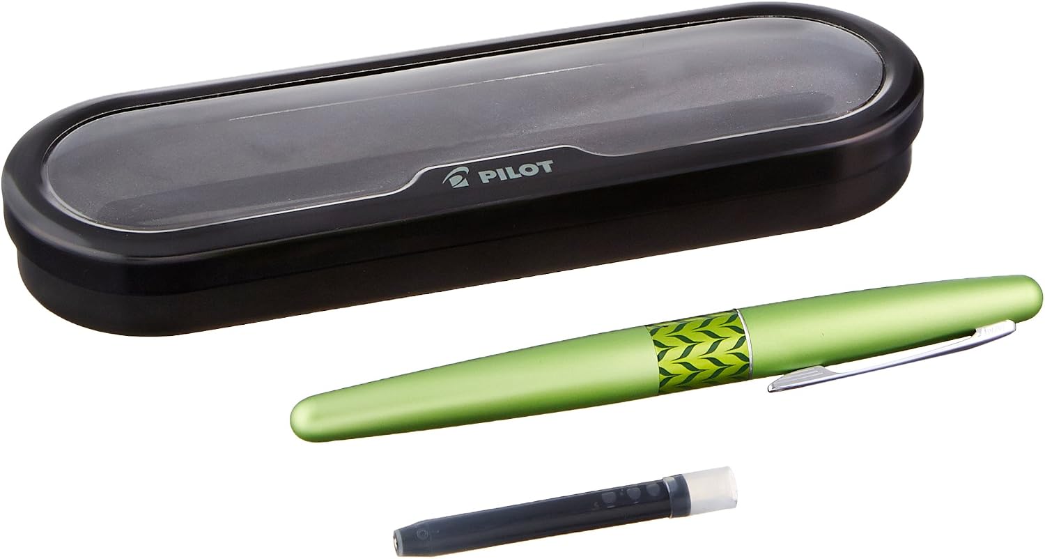 PLUMA FOUNTAIN PILOT MR RETRO POP COLLECTION BARRIL VERDE CON ACENTO MÁRMOL PUNTA FINA - 4