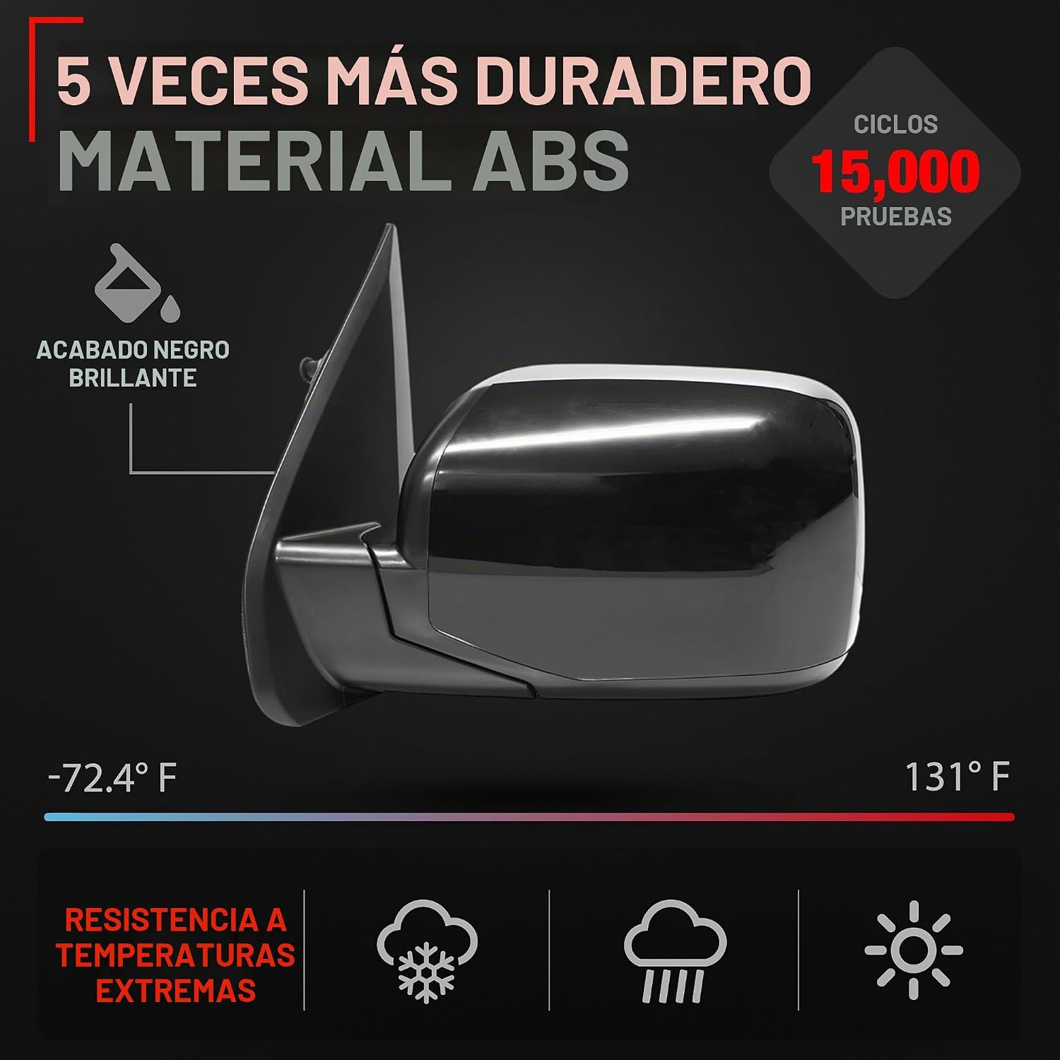 ESPEJO RETROVISOR LATERAL IZQUIERDO T1A PARA HONDA PILOT 2009-2015 CON AJUSTE ELÉCTRICO Y CALEFACCIÓN - 3