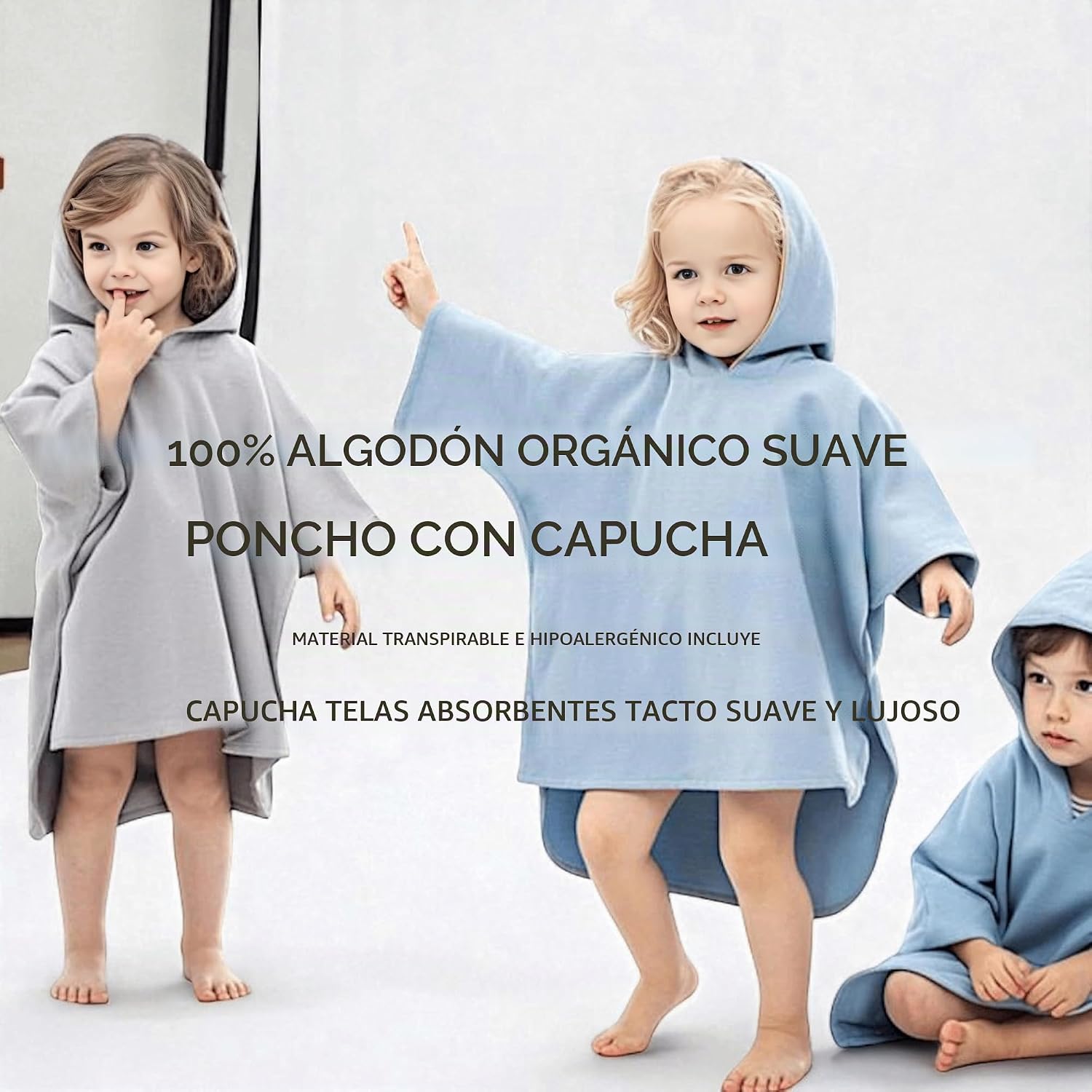 TOALLA PONCHO CON CAPUCHA ODAAA PARA BEBÉ TALLA 2-3T ALGODÓN ORGÁNICO LILA SUAVE - 2