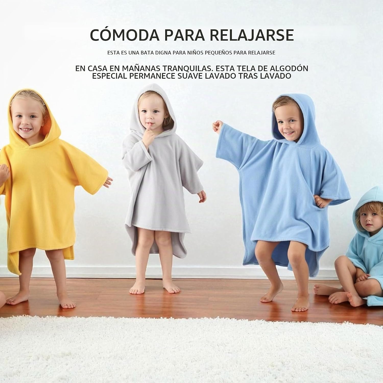 TOALLA PONCHO CON CAPUCHA ODAAA PARA BEBÉ TALLA 2-3T ALGODÓN ORGÁNICO LILA SUAVE - 4
