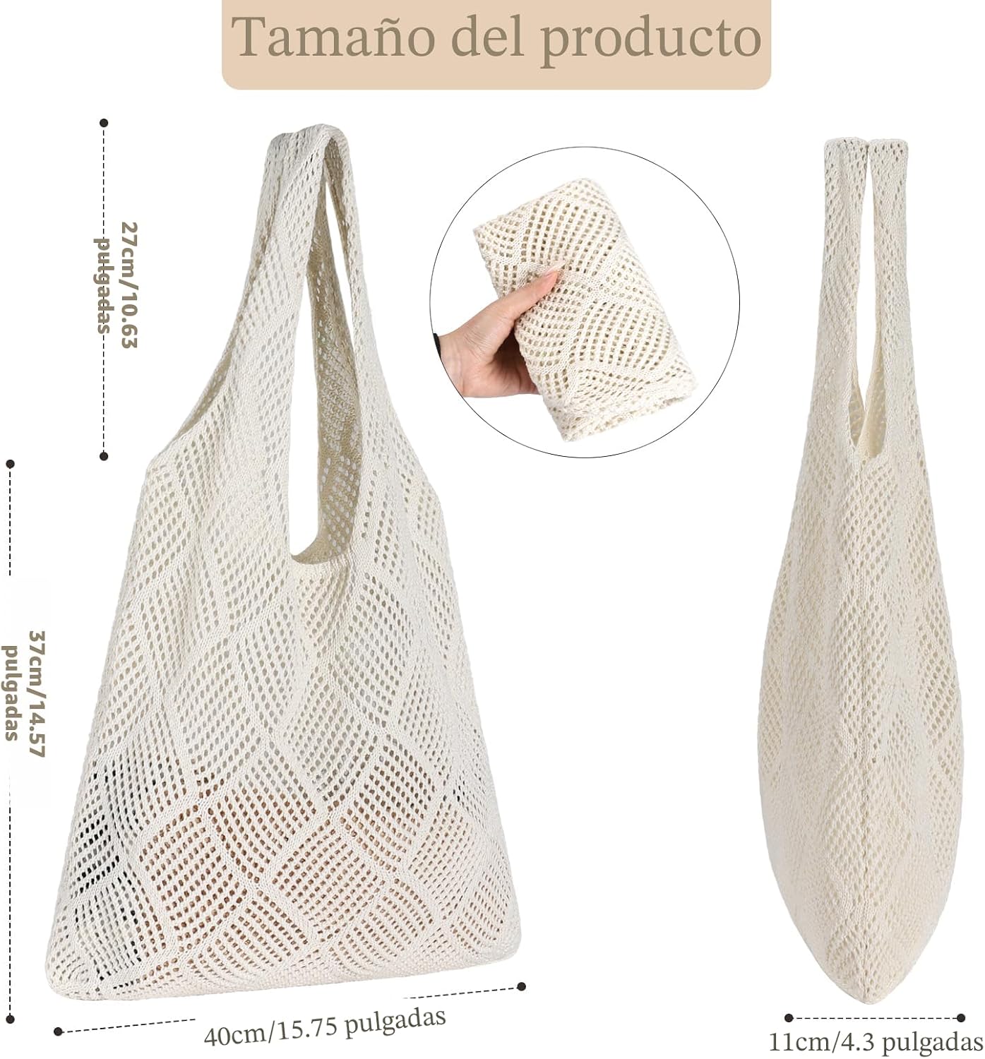 BOLSA TOTE SIGHTOR CROCHET MESH BEACH BAG TEJIDA PARA MUJER - 2