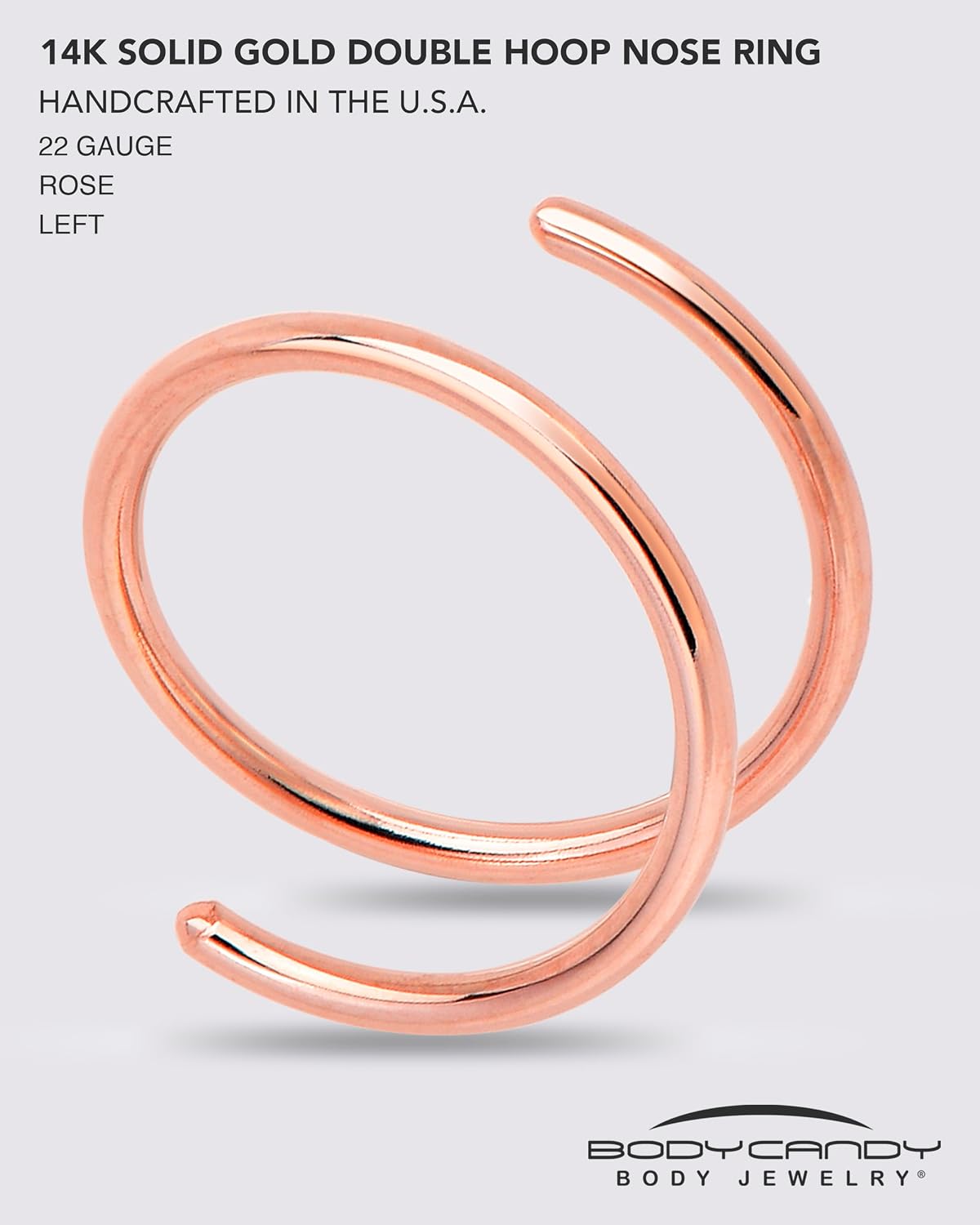 PIERCING NASAL DOBLE ARO BODY CANDY ORO SÓLIDO 14K - 2