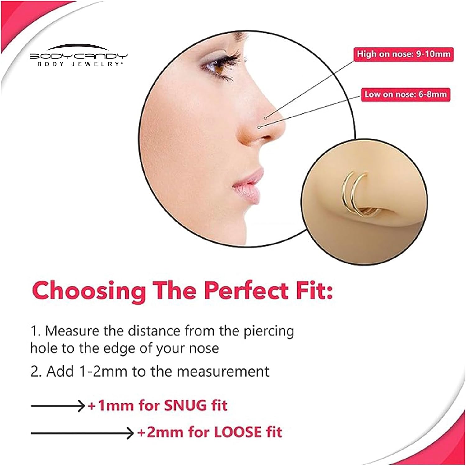 PIERCING NASAL DOBLE ARO BODY CANDY ORO SÓLIDO 14K - 3