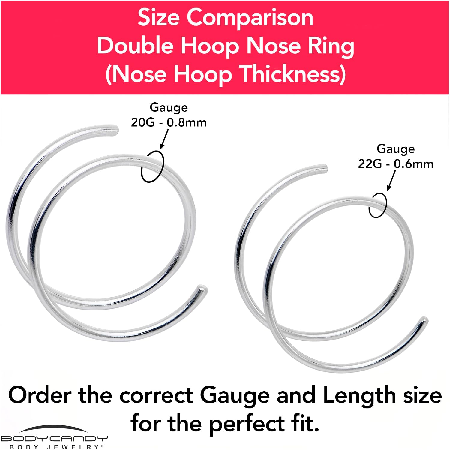 PIERCING NASAL DOBLE ARO BODY CANDY ORO SÓLIDO 14K - 5
