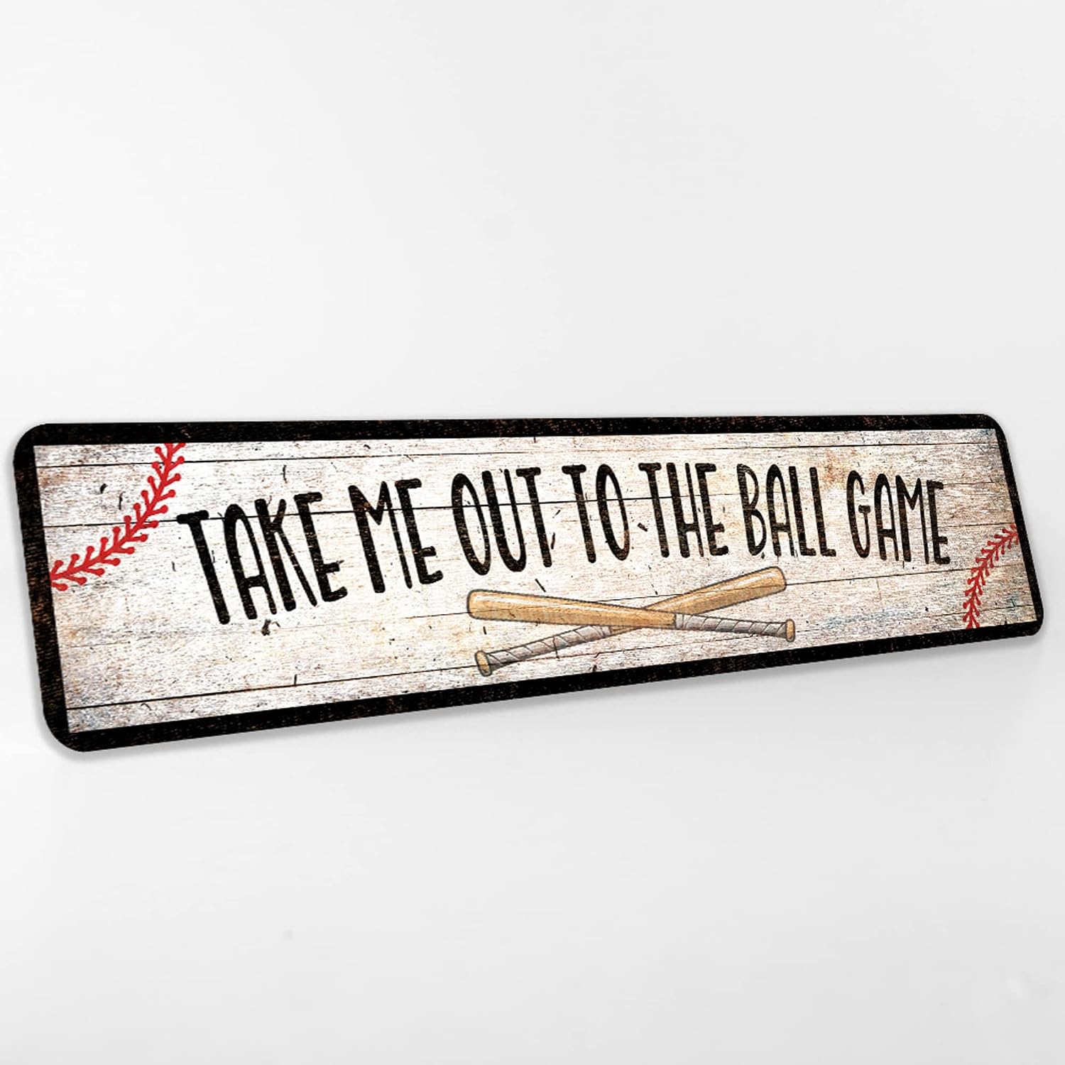 CARTEL DE METAL TAKE ME OUT TO THE BALL GAME PARA HABITACIÓN INFANTIL 4X18 - 1