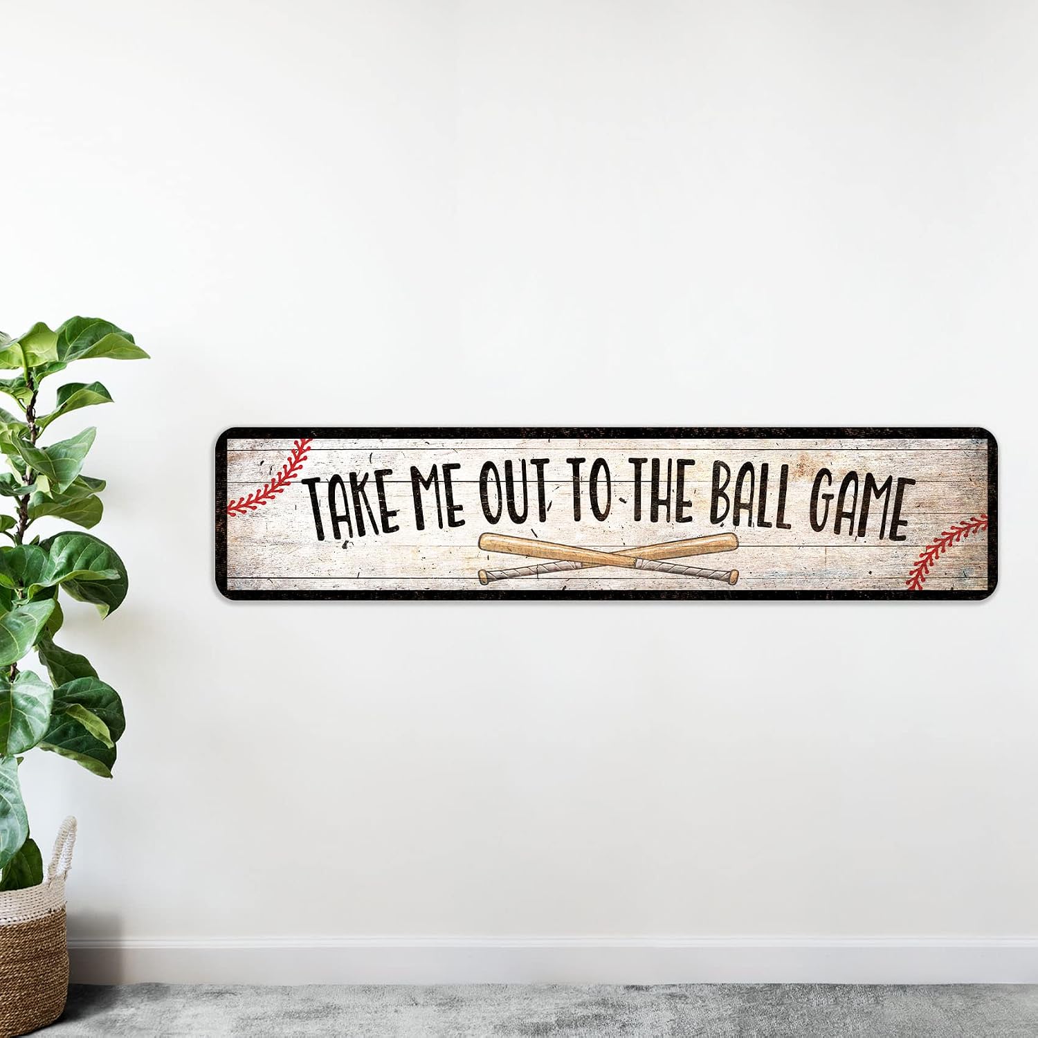 CARTEL DE METAL TAKE ME OUT TO THE BALL GAME PARA HABITACIÓN INFANTIL 4X18 - 2