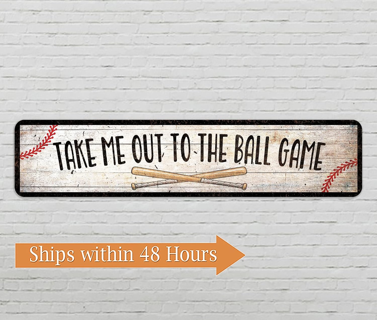 CARTEL DE METAL TAKE ME OUT TO THE BALL GAME PARA HABITACIÓN INFANTIL 4X18 - 3