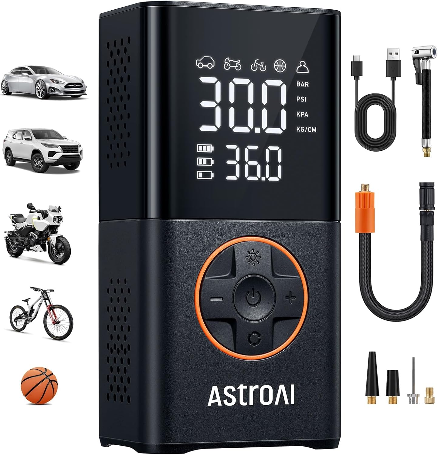 COMPRESOR DE AIRE PORTÁTIL ASTROAI L7 INFLADOR DE LLANTAS 150 PSI INALÁMBRICO - 1