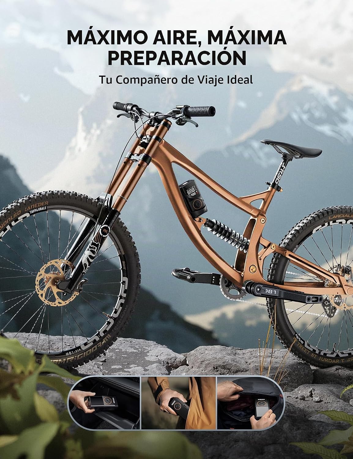 COMPRESOR DE AIRE PORTÁTIL ASTROAI L7 INFLADOR DE LLANTAS 150 PSI INALÁMBRICO - 3
