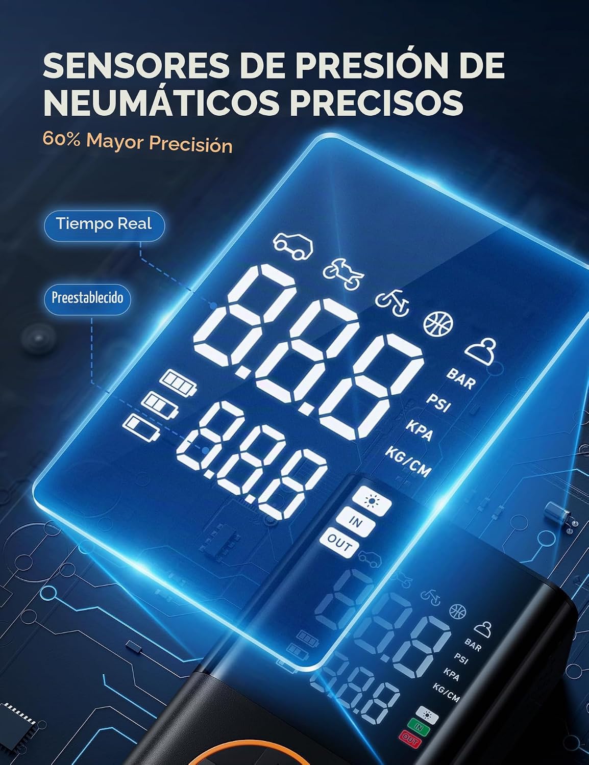 COMPRESOR DE AIRE PORTÁTIL ASTROAI L7 INFLADOR DE LLANTAS 150 PSI INALÁMBRICO - 5