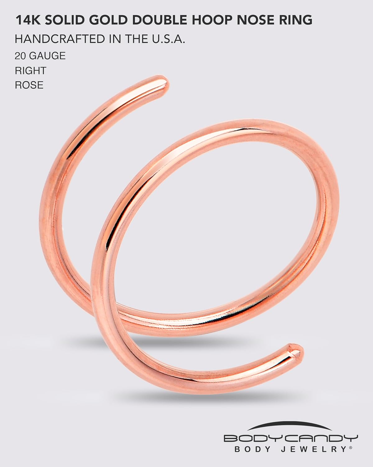 PIERCING NASAL DOBLE ARO BODY CANDY ORO SÓLIDO 14K - 2