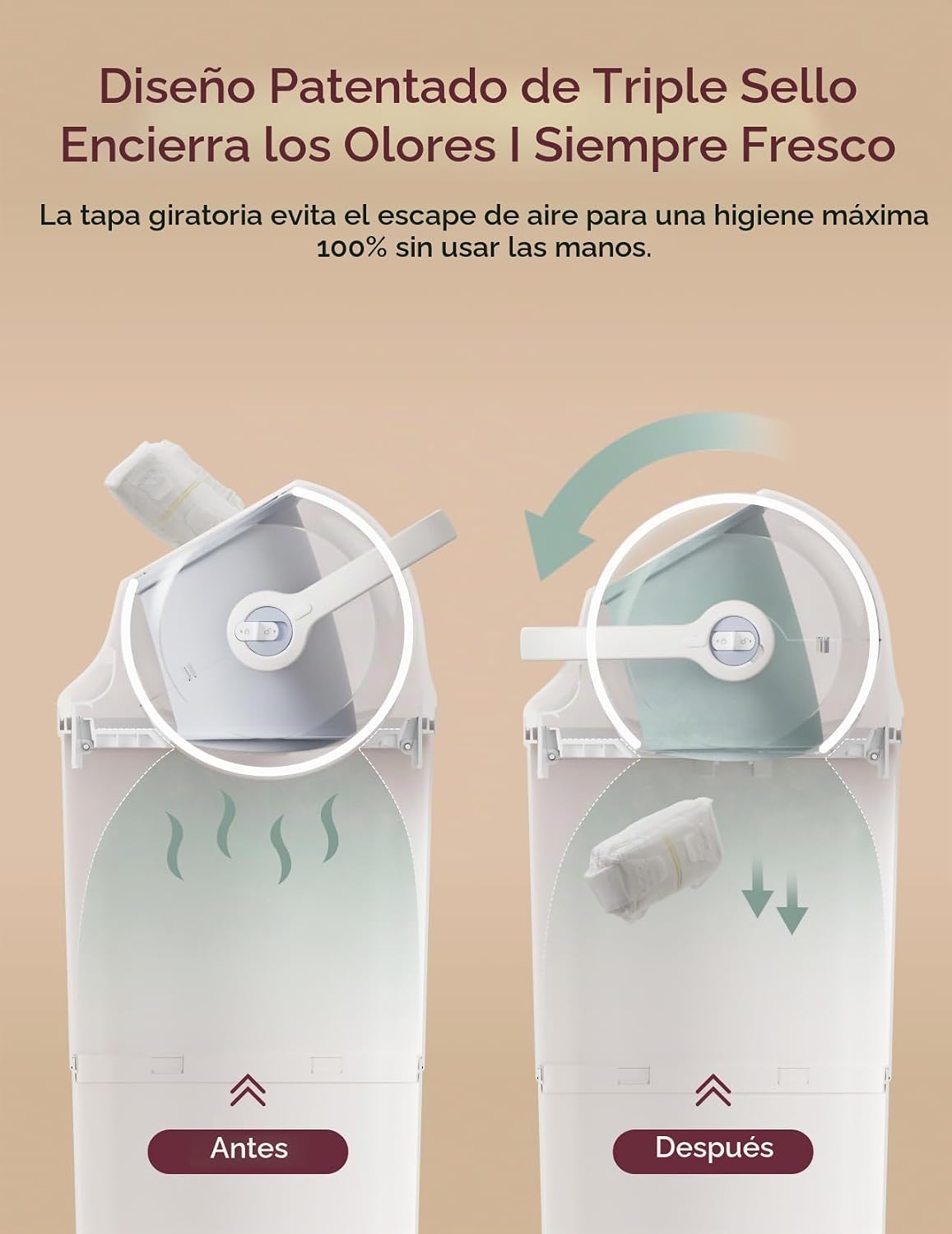 PAÑALERA MOMCOZY DIAPER PAIL CONTROL DE OLORES TRIPLE SELLO - 2