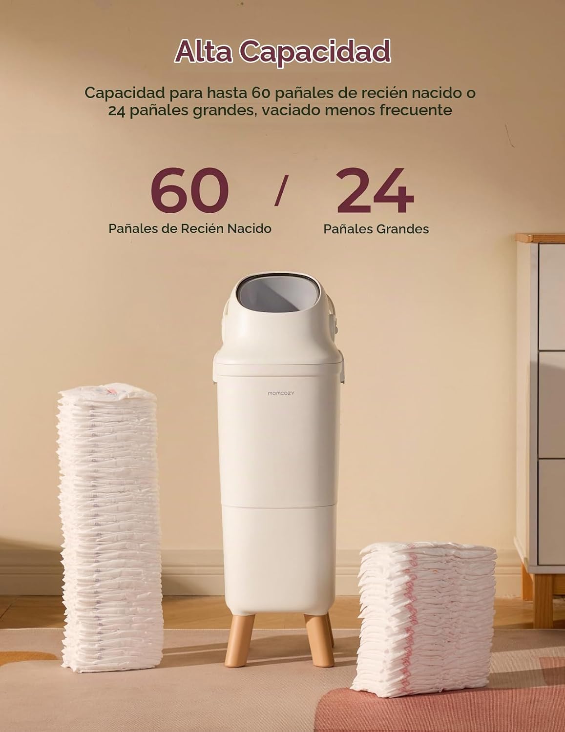 PAÑALERA MOMCOZY DIAPER PAIL CONTROL DE OLORES TRIPLE SELLO - 4