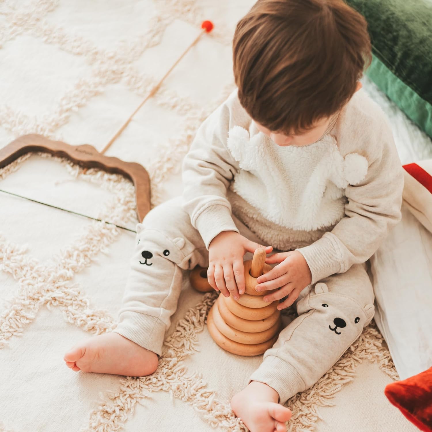 JUEGO DE ENCASTRE BUSY PUZZLE PIRÁMIDE MADERA MONTESSORI - 5