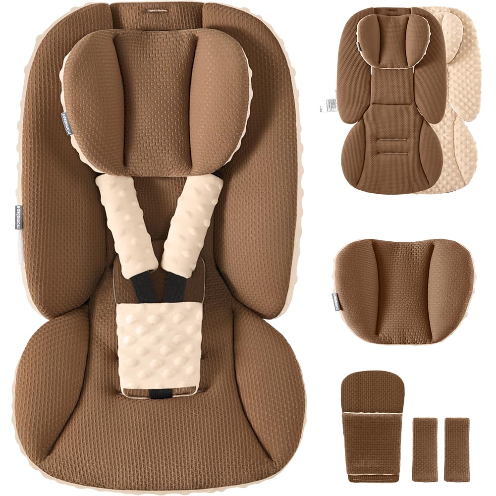 ALMOHADA PARA CINTURÓN DE AUTO MAMATEPE REVERSIBLE MARRÓN PARA BEBÉ RECIÉN NACIDO - 1