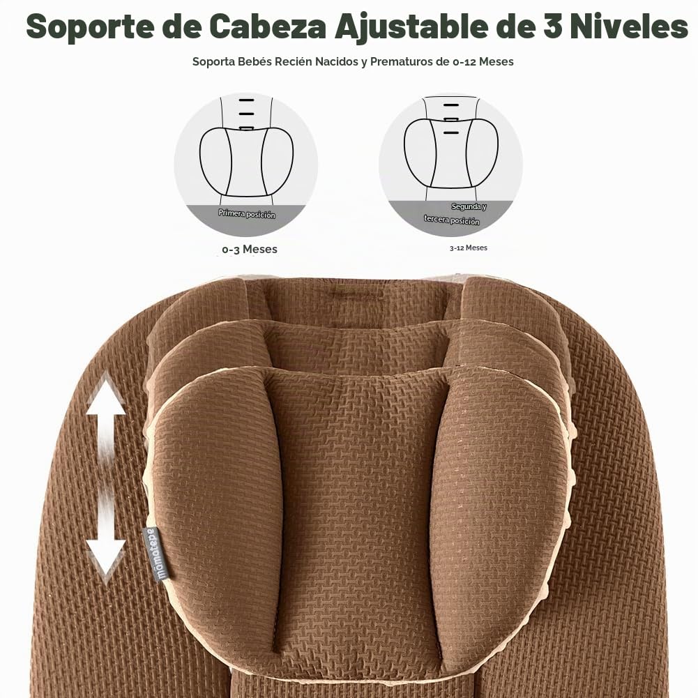 ALMOHADA PARA CINTURÓN DE AUTO MAMATEPE REVERSIBLE MARRÓN PARA BEBÉ RECIÉN NACIDO - 2