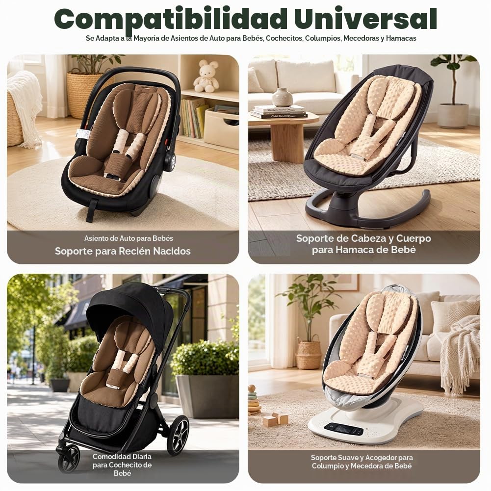 ALMOHADA PARA CINTURÓN DE AUTO MAMATEPE REVERSIBLE MARRÓN PARA BEBÉ RECIÉN NACIDO - 3