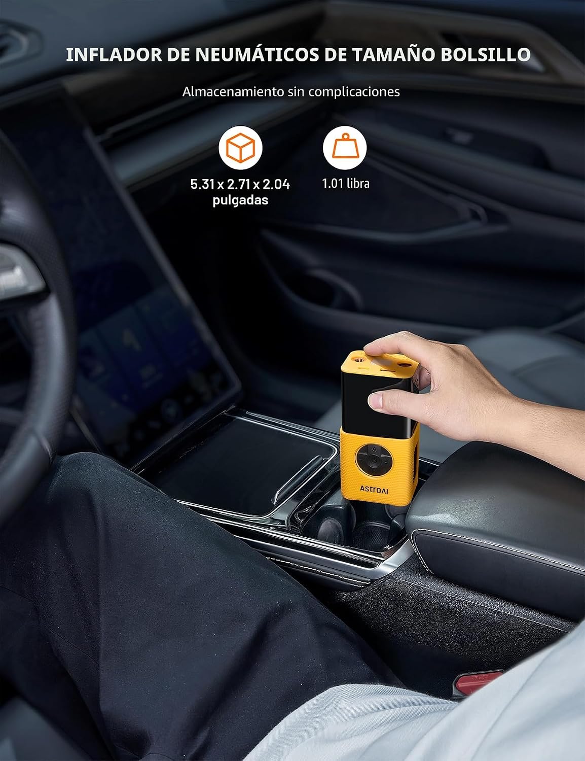 COMPRESOR DE AIRE PORTÁTIL ASTROAI L7S CON MANÓMETRO DIGITAL 150 PSI AMARILLO - 2